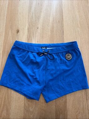 D&G Men’s Royal Blue Athletic / Bathing Suit Shorts with Logo Patch